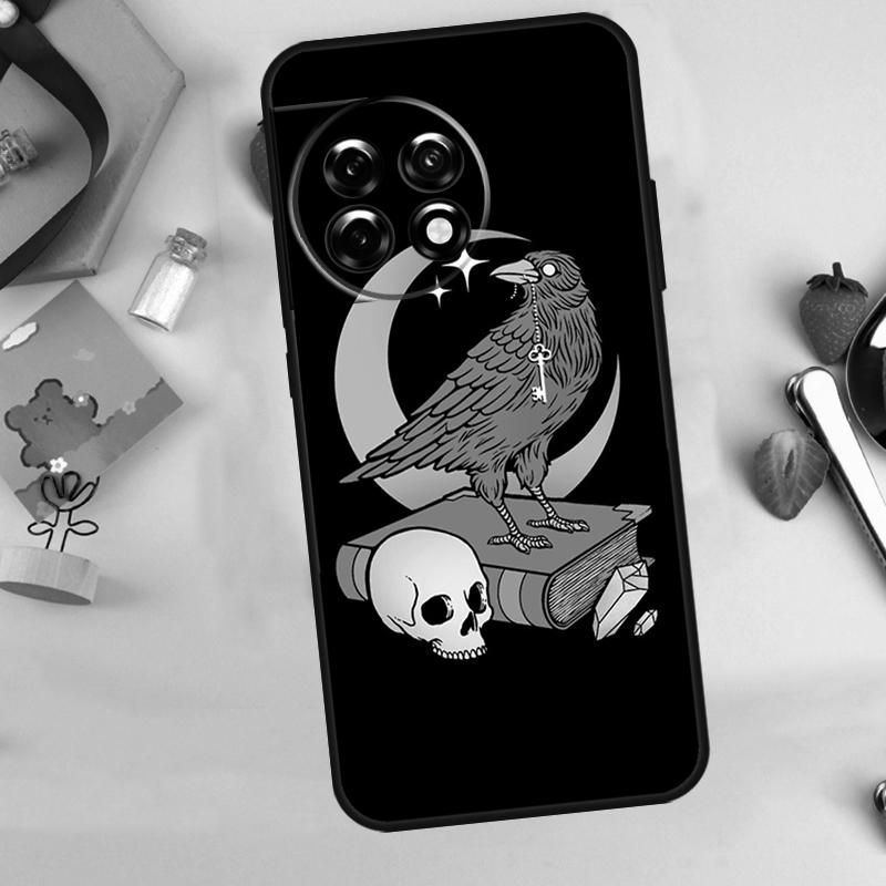 Skull Crow Flower Case For OnePlus 15 13 12 11 9 10 Pro 13T 13R 12R 10T 8T Nord 5 CE 3 4 2 Lite N20 N30 Cover