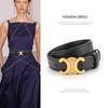 Color Solid Fashionable Gold Buckle Design Women Double Layer Belt Cowhide