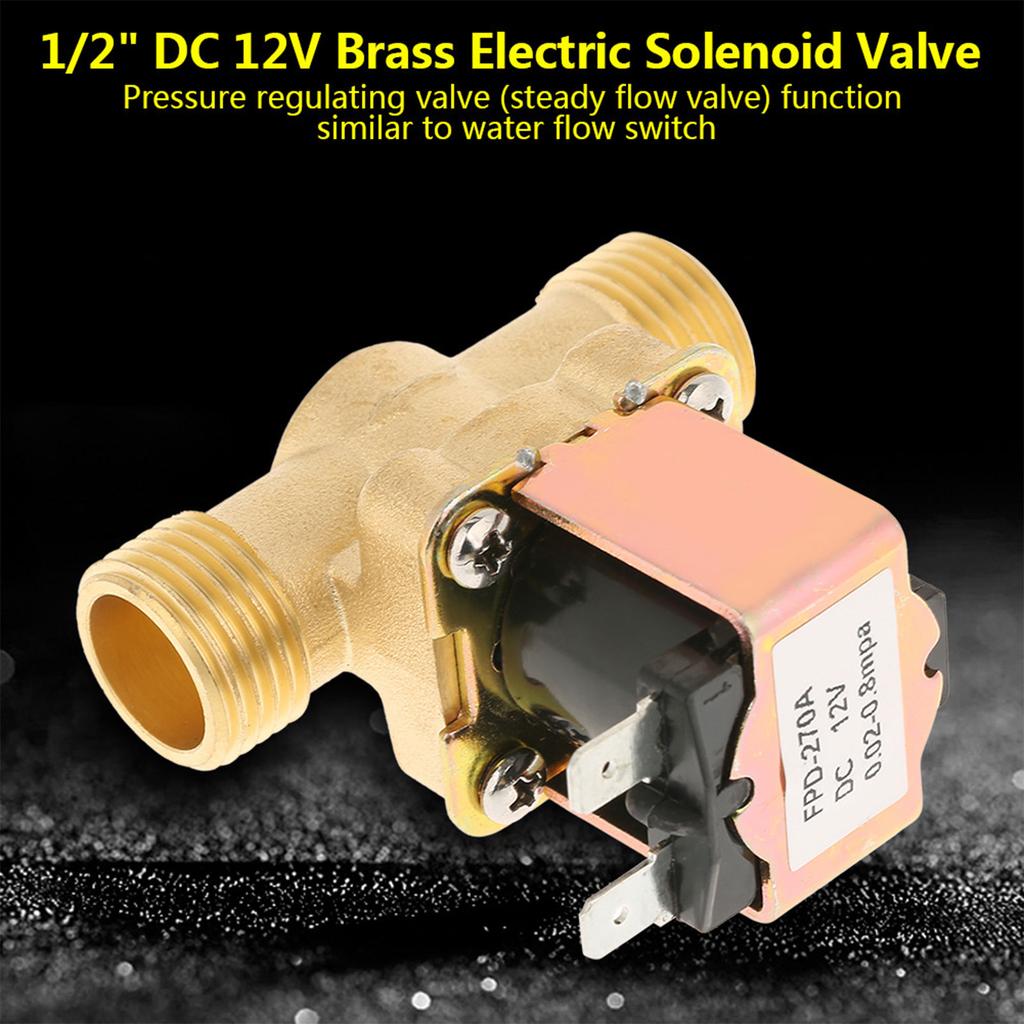 DC12V Normally Closed Solenoid for Valve Water Control Electric Pulse Solenoid for Valve for Solar Water Heater 1/2" Mal