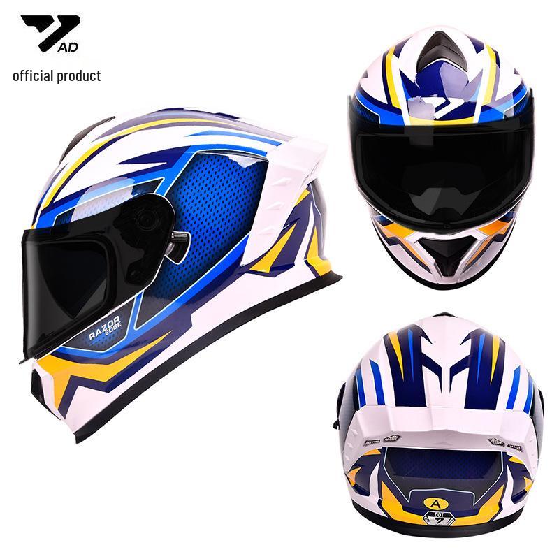 Cross-border DOT Certified Full Face Motorcycle Helmet for Men and Women, Trendy Four Seasons Riding Gear
