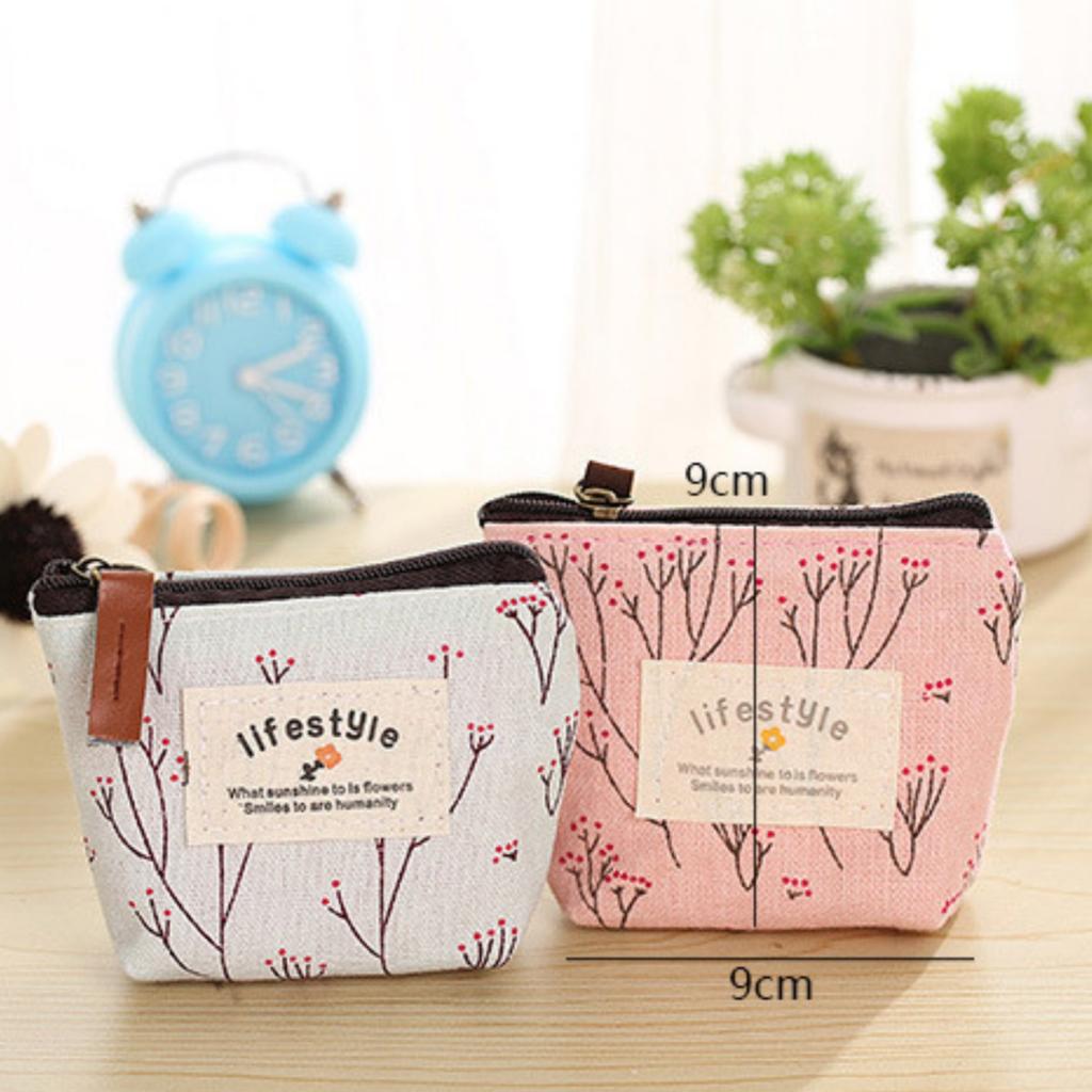 Cute Canvas Floral Coin Purses Gift Bag with Clasp Kiss Lock Change Pouch Mini Coin Wallet Vintage Trinkets Pouch