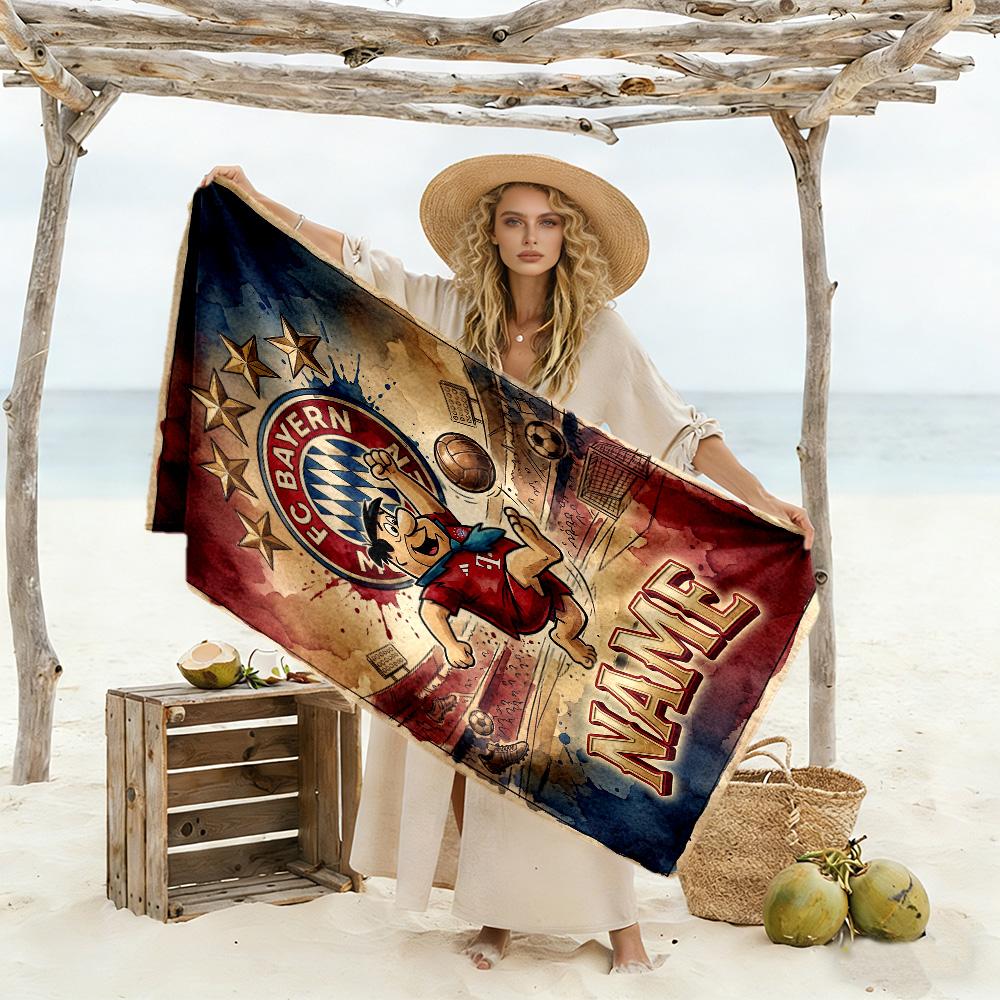 Bayern Celebration Moment Customizable Name Beach Towel High Absorbency & Quick-Dry Perfect for Traveling Yoga Camping and Swimming