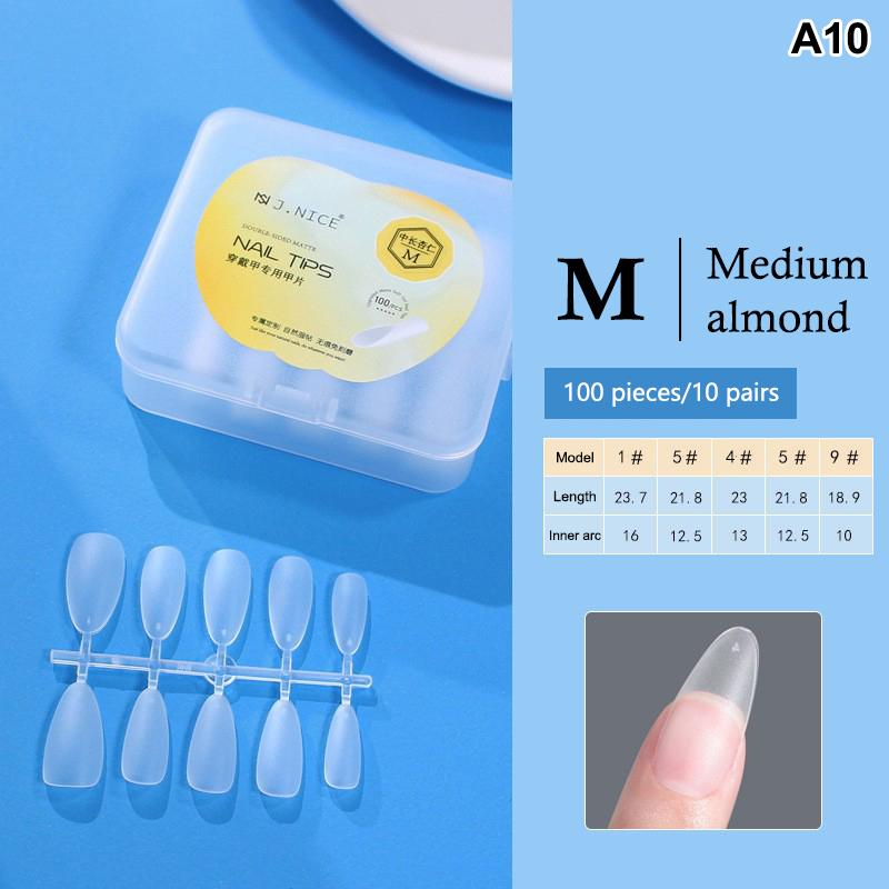 100 Pièces Embouts d'Ongles Amande Couvrance Totale Mat Gel Souple Faux Ongles Pour Salon de Manucure DIY Manucure Maison Création d'Art pour Ongles