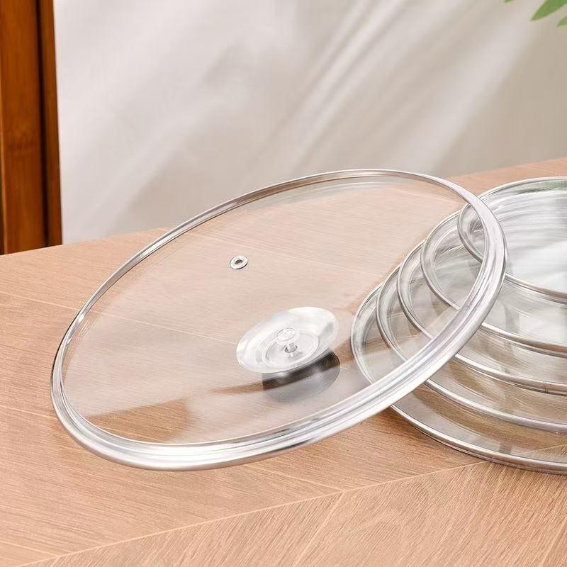 Universeller G-Typ Hartglas-Topfdeckel mit Edelstahlrand und Überlaufsicherung