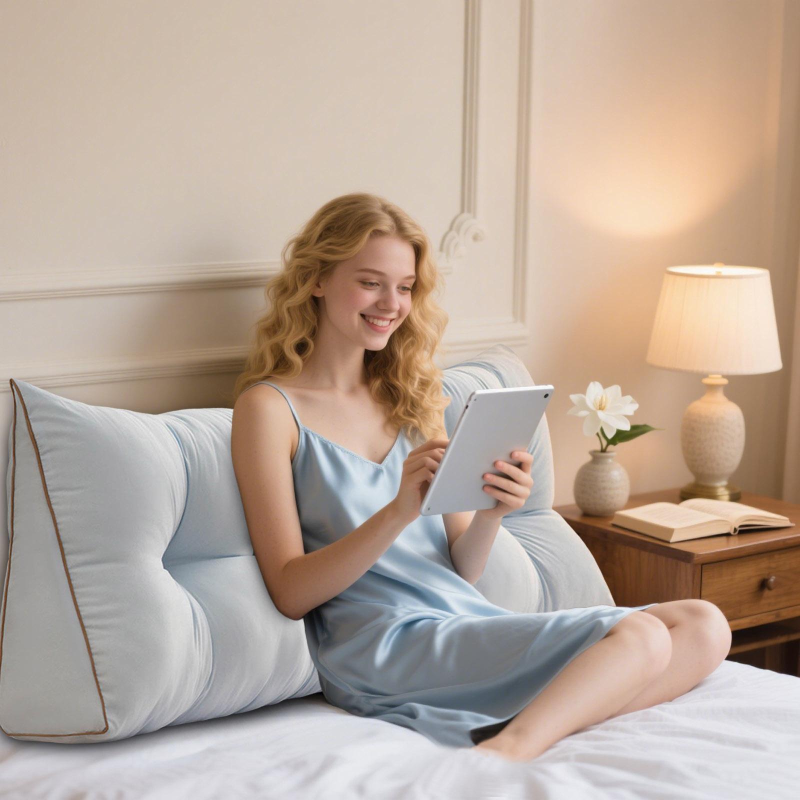 

Подушка изголовья для односпальной кровати, подушка для чтения, большая прикроватная спинка, подушка для поддержки спины для сидения в кровати, поясничная поддержка, валик S