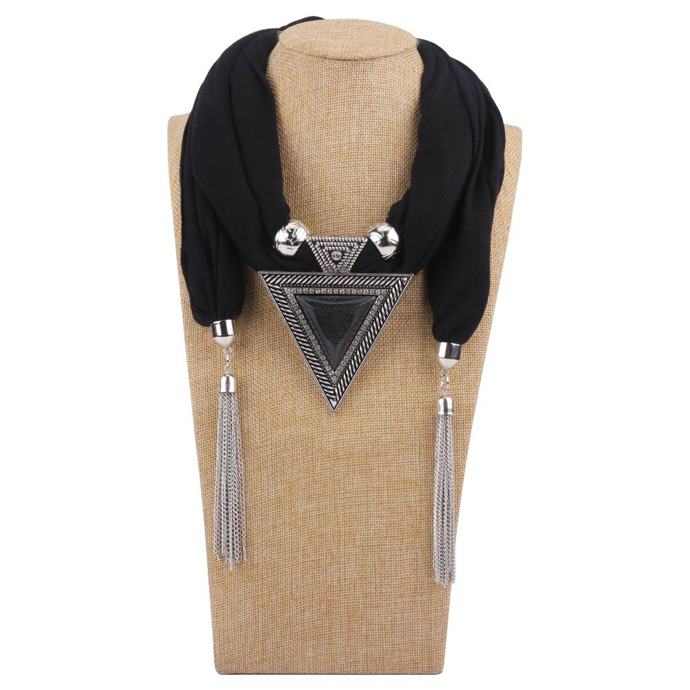 Women Warp Scarf Fashion Jewelry Necklace Pendant Warp Scarf Women Foulard Femme Head Scarves Hijab Pendant Accessories Scarf