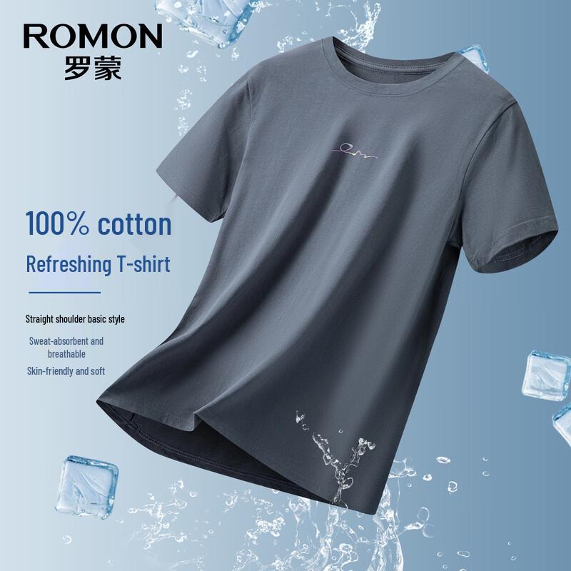 ROMON Men's Crew Neck 100% Cotton Short Sleeve T-Shirt TH2613
