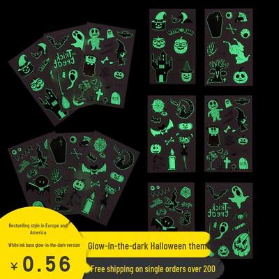 Wasserdichte Halloween-Temporär-Tattoos: Leuchtende Kürbis- und Spinnennetz-Aufkleber für jedes Alter