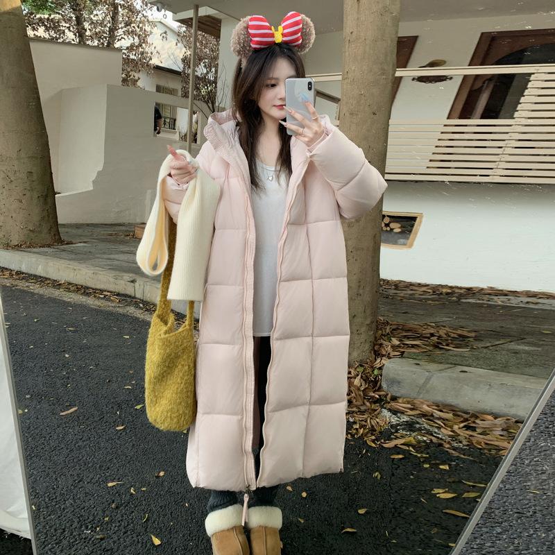 Down cotton-padded clothes women's medium and long popular hooded knee-length cotton-padded jackets