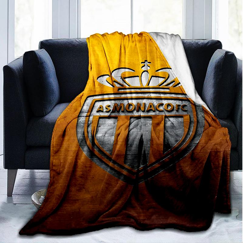 1PC Football Monaco Printed Soft Flannel Blanket Throw for Adult Bedroom Living Room Sofa Camping Travel Fan gifts Christmas Gifts
