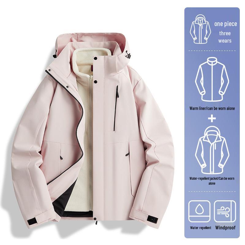 Woodpecker 3-in-1 Windproof Jacket with Removable Fleece Lining for Men & Women – Autumn/Winter Casual Outerwear