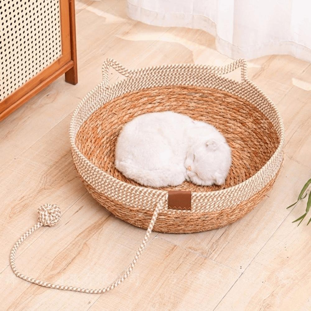 Wear-Resistant Woven Cat Nest Round Cat Scratching Baskets Pet Mat Dog Sleeping Bed Nail Trimming