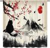 Moderne Japanische Vorhänge Glückskatze Berg Fuji Kirschblüten Traditionelles Muster Dekor Vorhänge für Schlafzimmer Wohnzimmer