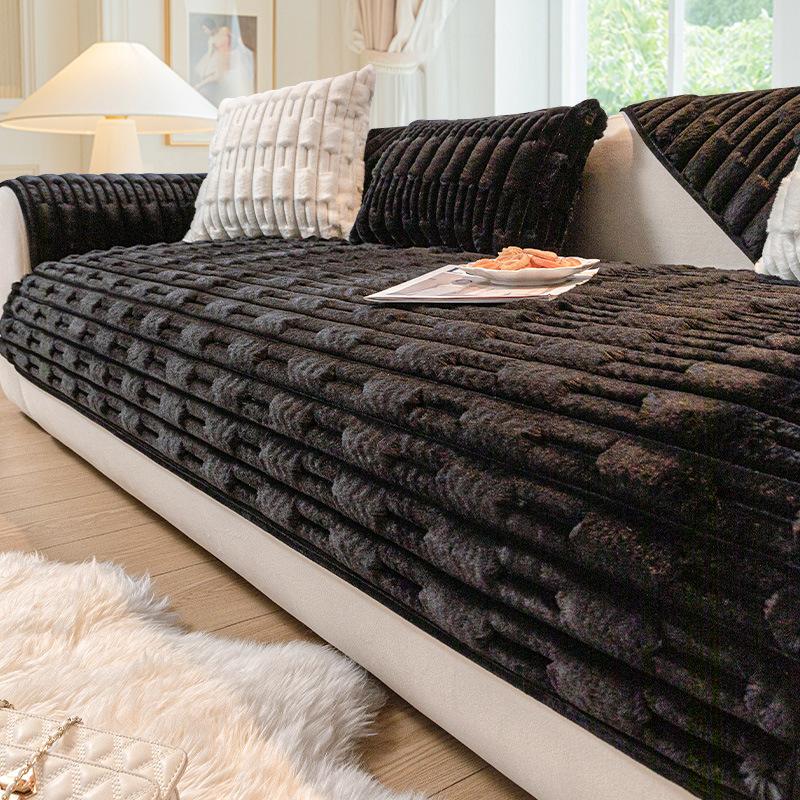 Winter Sofa Cover Thicken Plush Non-Slip Couch Cushion for Living Room  Universal Soft Sofa Cover Back Towel Sectional Sofa Mat