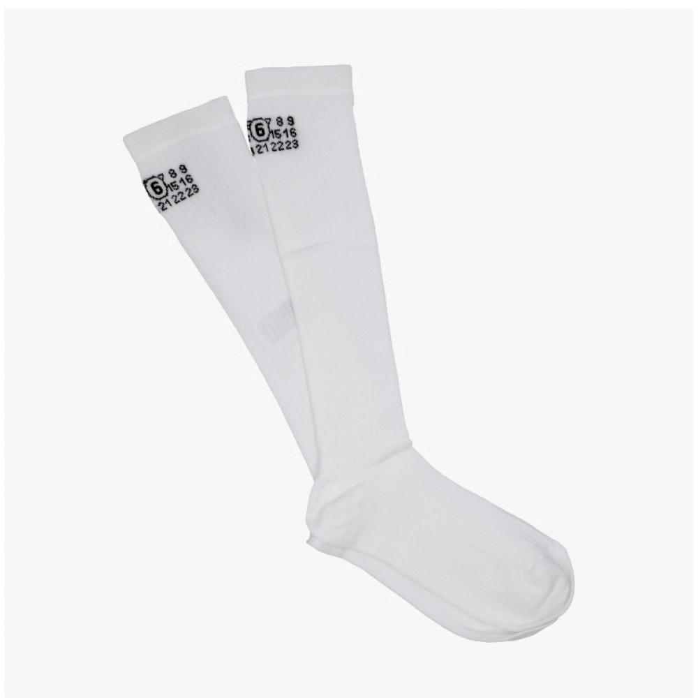 Maison Margiela Mm6 Numbering Logo Knee High Socks S52tl0038 M13244