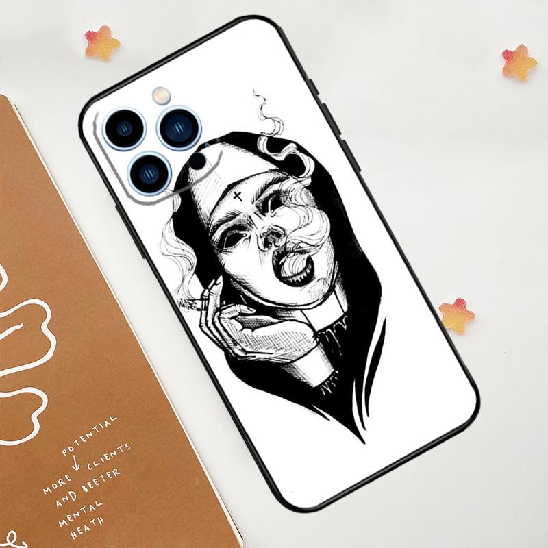 Dämonische Nonne Teufel Satan Kreuz Handyhülle Für iPhone 17 Pro Max 14 13 12 11 15 16 Pro Max mini 16 Plus 16e 17 Air Funda