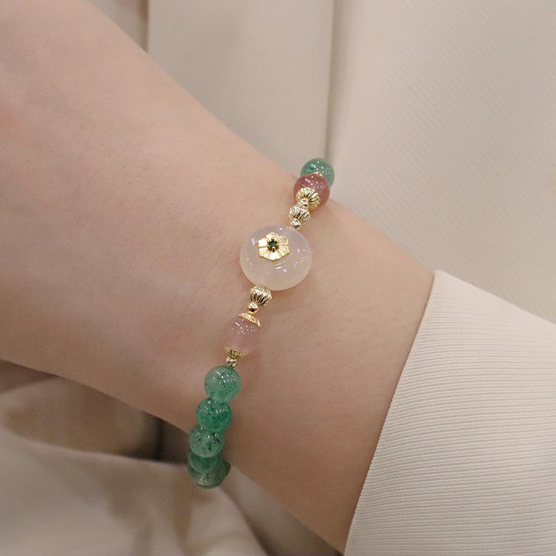 Green Strawberry Crystal Flower Bracelet Bracelet Bangles Women Fashion Jewelry Accessories Gift
