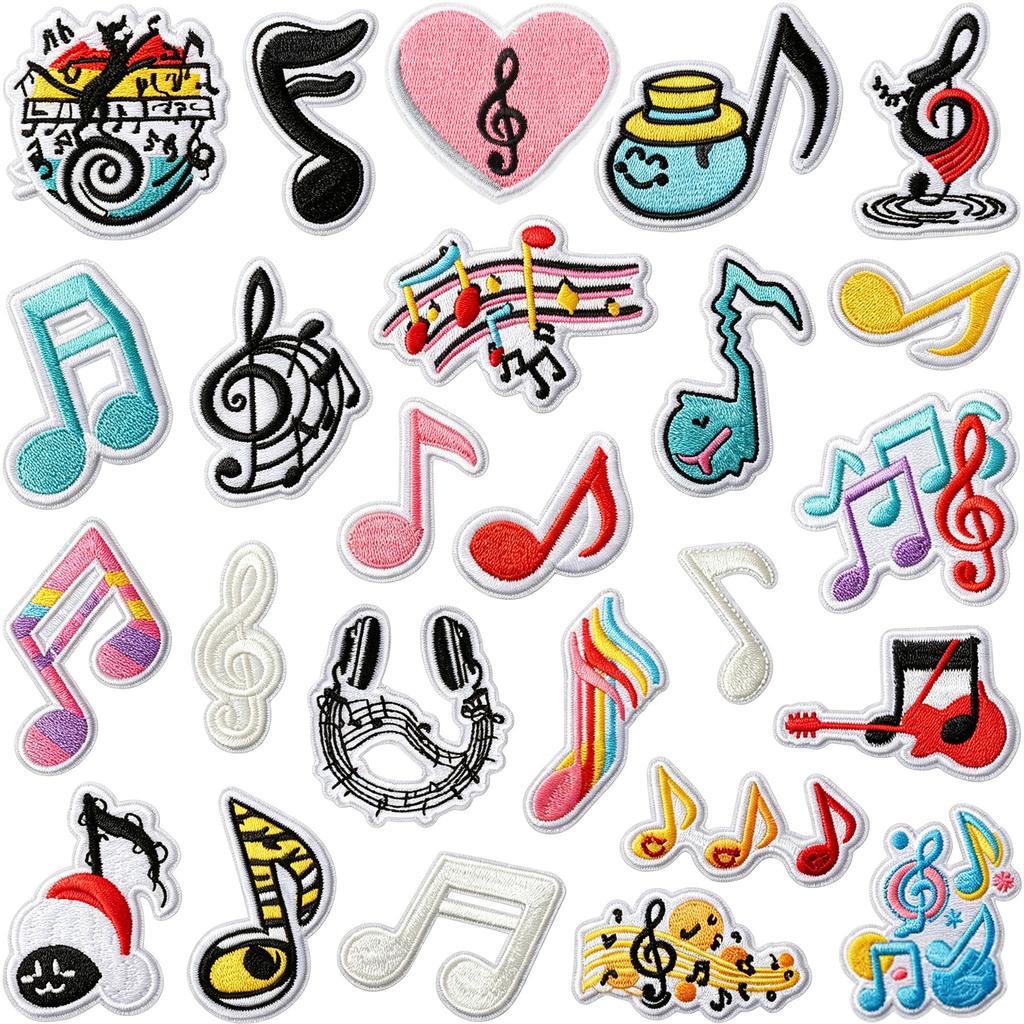 Iron-On Embroidery Patch, Music Note & Earphone Love Cloth Sticker, Decorative Applique For Clothes Schoolbag, Boys Diy Accessories
