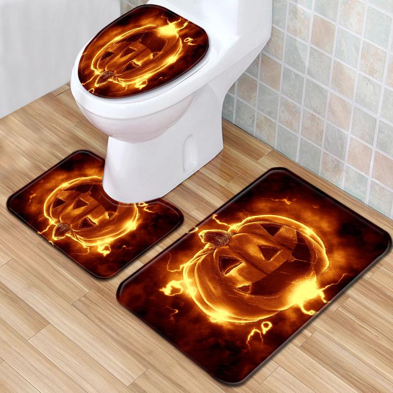Halloween Toilet Three-Piece Floor Mat Bathroom Three-Piece Carpet Doormat