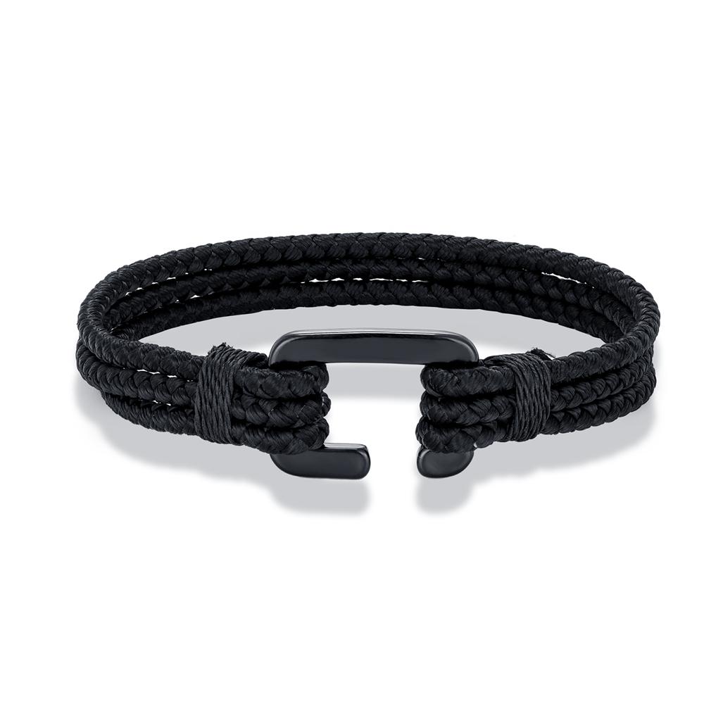 C Clasp Bracelets Men Multilayer Keel Waterproof Rope Bracelet Women Black Stainless Steel Easy Sport Hook