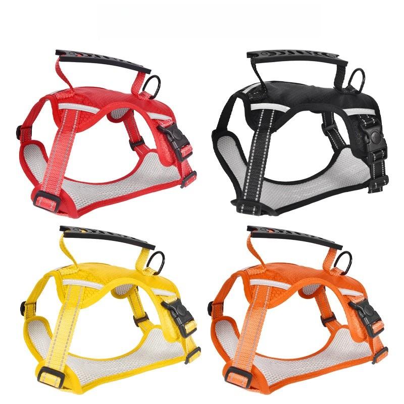 Dog Harness With Reflective Mesh For Medium Large Dogs Nonextendable Pet Leash