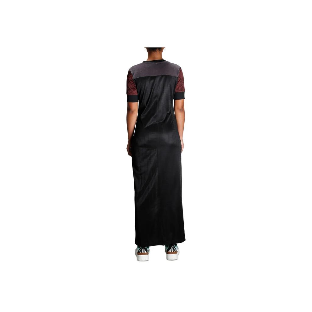 adidas Originals Logo Embroidered V-Neck Long Short Sleeve Dress Women Dresses Gray DT9489