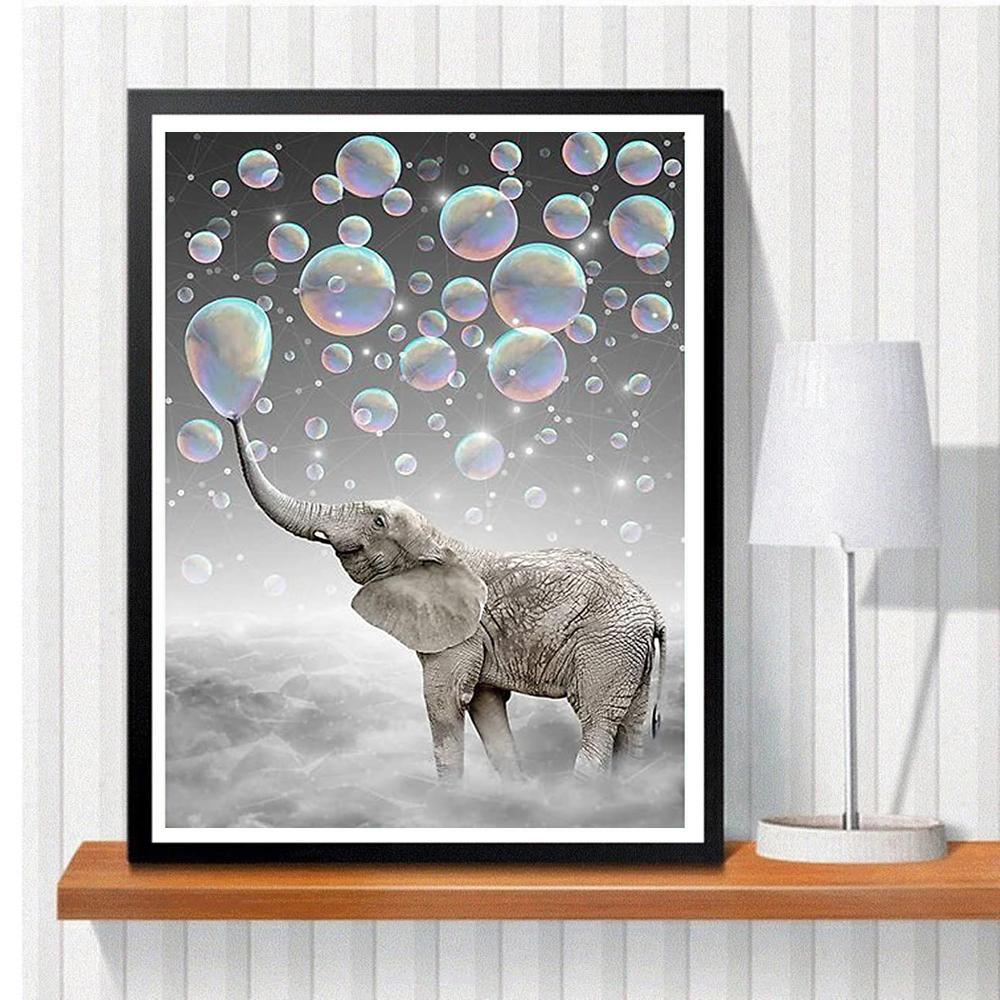 Diamantová malba Křížový steh Slon plný čtverec Diamantová mozaika Květinová vyšívání Sada Zvířátka Obrázek drahokamu Dekor pro domácnost