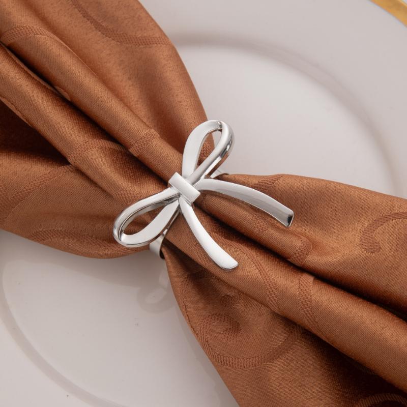 Non-deformable Bow Napkin Rings Reusable Romantic Napkin Holders for Daily Dining Formal Event Table Decor