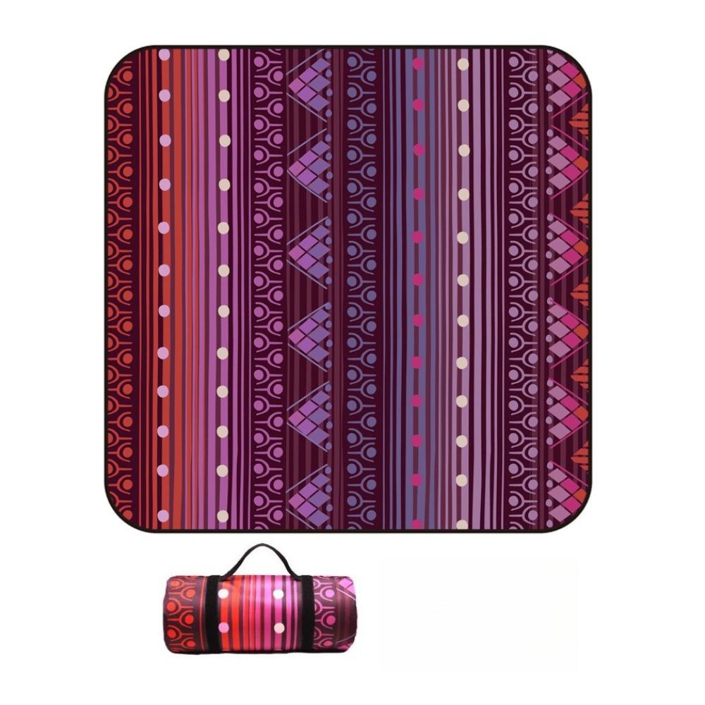 Vintage Print Picnic Blanket Waterproof Outdoor Camping Mat Carry Strap Foldable Travel Rug for Beach Park