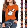 Children's Halloween Printed Long Sleeve Round Neck Casual Base Layer Shirt for Boys and Girls