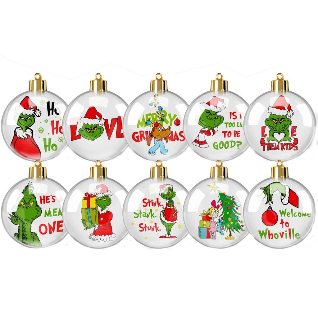 Christmas Decor - Acrylic Flat Ornaments With Whimsical Design For Tree & Home Holiday Decorating
