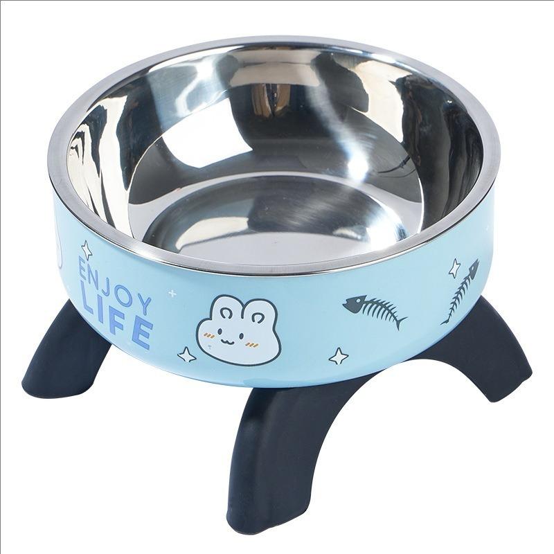 Cat High Footed Bowl Neck Protection Cat Bowl Pet Stainless Steel Bowl Anti Slip and Anti Knock Dog Bowl Dog Food Utensil