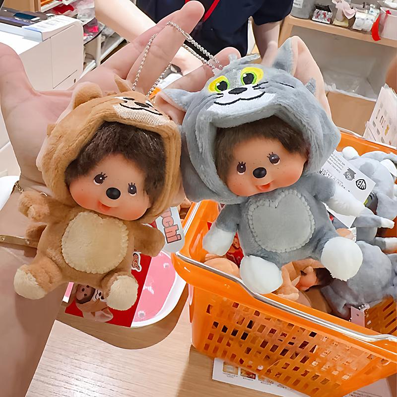 Monchhichi Doll Keychain Kawaii Bags Hanging Pendants Children's Day Birthday Gift Backpack Keyring Ornament Party Favor