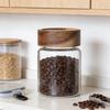 Multiple Capacity Sealed Bottle Wood Lid Glass Airtight Canister Coffee Bean Storage Container Sealed Bottle Kitchen Accessories