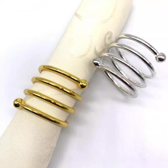 Klasické kroužky na ubrousky bez otřepů Hladké pokovení Slitina Pružina Korálek Držák na ubrousky Zlatý Stříbrný