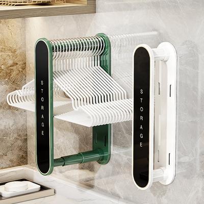 Wall Mounted Clothes Hanger Organizer Retractable Non-punching Bathroom Finishing Rack Balcony Hanger Storage Artifact