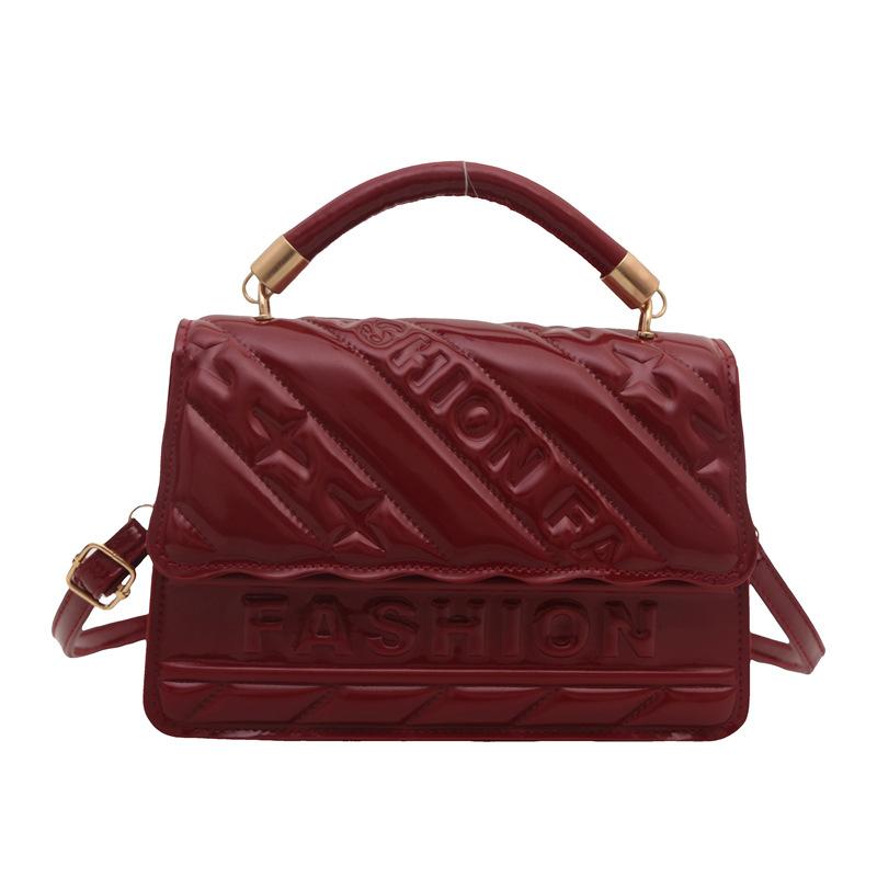 

Solid color embossed handbag winter new fashion shoulder bag personalized foreign style messenger bag bag червоний