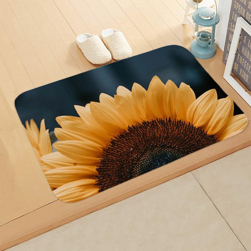 Sunflower Printed Doormat Soft Comfortable Welcome Carpet Home Living Room Bedroom Door Non-slip Doormat Toilet Floor Home Mat