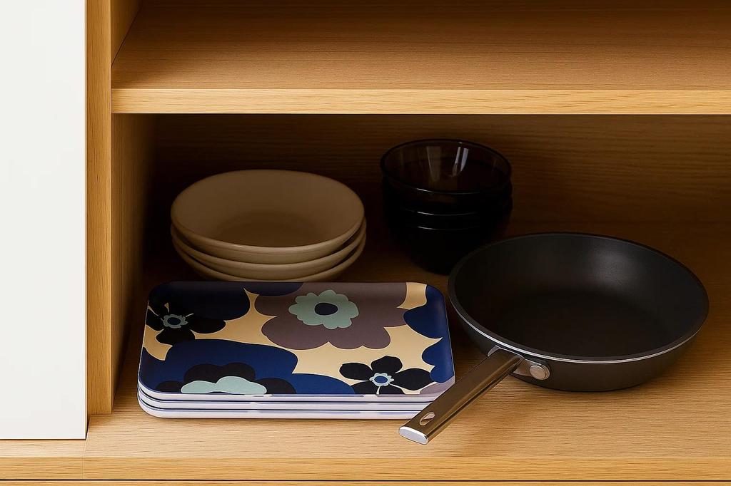 Tatsucraft NR Lunch Tray, Medium, 33cm, Web Original Model, Nordic Style, Fuhura Blue, Non-Slip, Microwave-Safe, Tray, Stylish Plastic, Available In