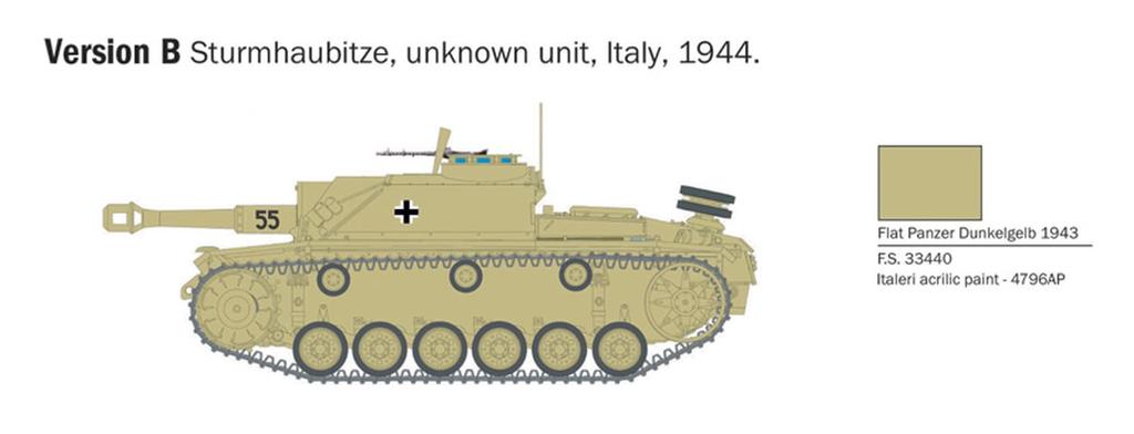 Italeri 1/56 WWII German Sd.Kfz.142/1 Sturmgeschütz III Ausf.G Plastic Model Kit IT25756