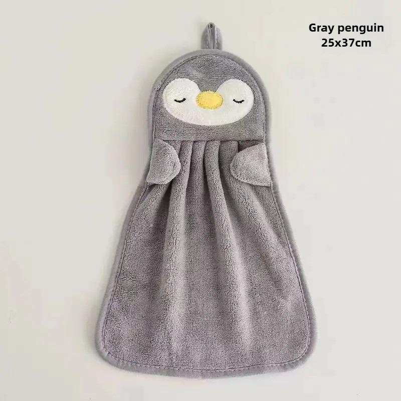 Hanging Coral Fleece Hand Towel Cartoon Animal Absorbent Kitchen Bathroom Washcloth Cute Goose Children Home Towels