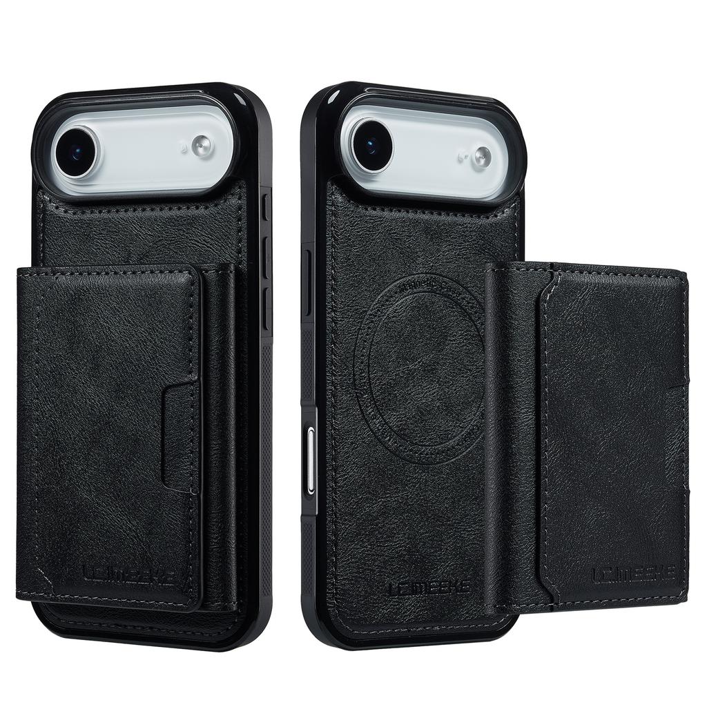 LC.IMEEKE L5 For iPhone 17 Air Magnetic Phone Case Leather Back Cover with Detachable Card Holder