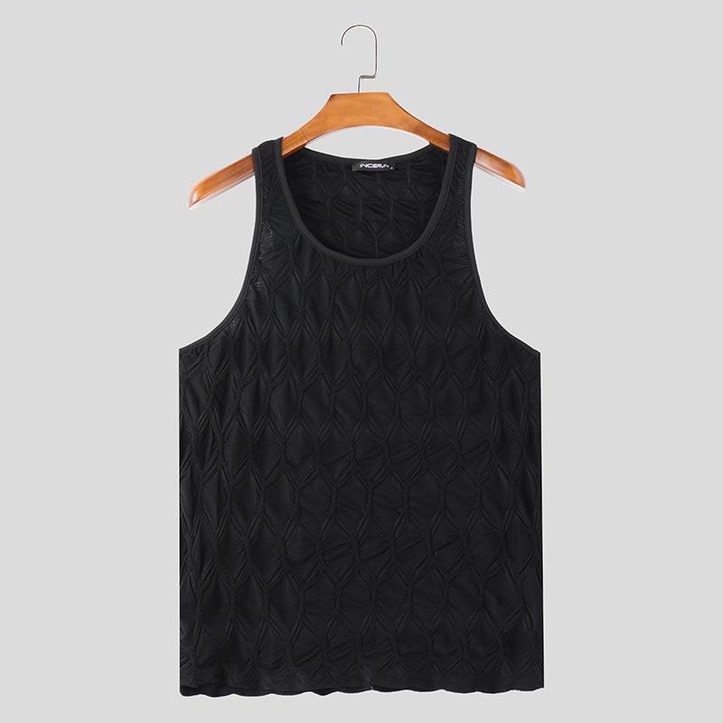 

INCERUN Мужские топы с бретельками и текстурой, летние повседневные безрукавки 2XL