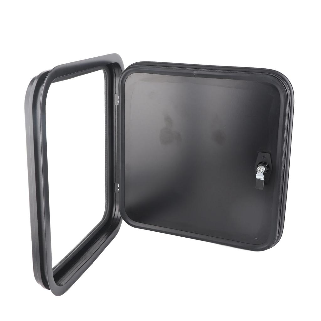 RV Baggage Door UV Proof Square Rounded Corner Black Compartment Storage Door for Camper Motor Carav