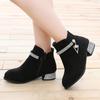 Girls Black Velvet Short Boots with Rhinestone Detail   Autumn Kids Ankle Boots Elastic Cuff High Heel School Dance Shoes