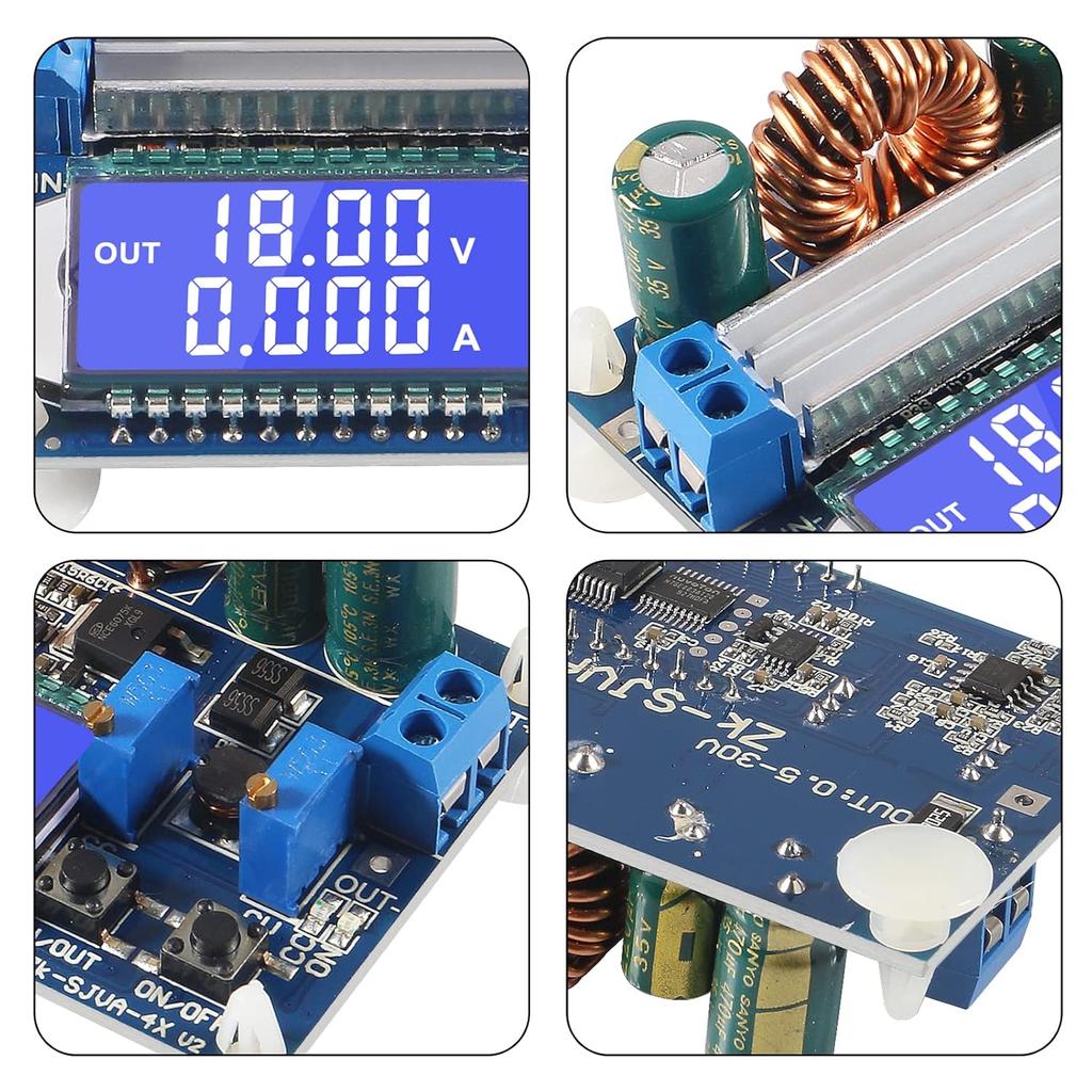2Pcs DC-DC Buck Boost Converter Module 5.5-30V to 0.5-30V 4A 35W Adjustable Step Up Down Voltage Regulator LCD Digital Voltmeter