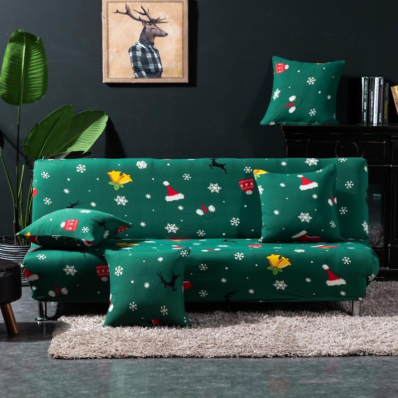 Flower Futon Cover Stretch Armless Futon Sofa Cover Soft Futon Slipcover with Elastic Bottom Sofa Bed Furniture Protector Covers for Washable Futon