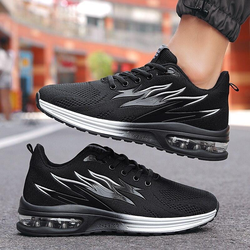 Men Casual Sneakers Women Sport Shoes Air Cushion Running Shoes Flame Pattern Light Shoes Gym Breathable Non -Slip Outdoor