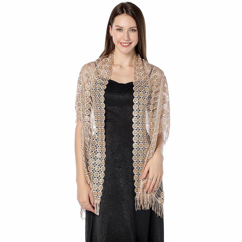 Luxury Sequin Embroidery Shawl with Fringe - Perfect for Brides, Bridesmaids, Weddings, and Evening Gowns