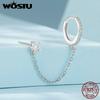 WOSTU 925 Sterling Silver Wedding Zircon Ear Stud Clip For Women Simple Shiny CZ Ear Buckle Earrings Party Pendiente Accessories